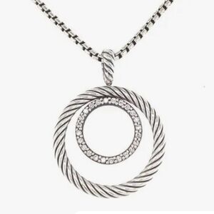 David Yurman Silver Twisted Circle Necklace